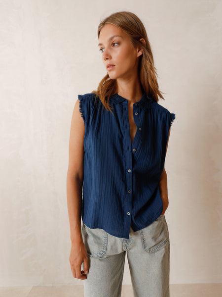 BK277 - Fringed Shirt - Indigo