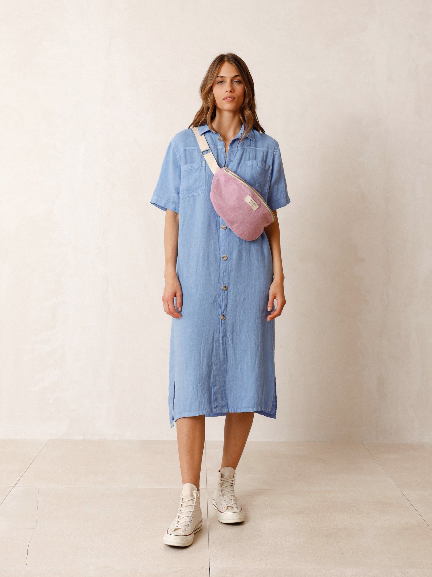 CC233 - Linen Shirt Dress (Azul)