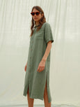 CC233 - Linen Shirt Dress (BASILICO)